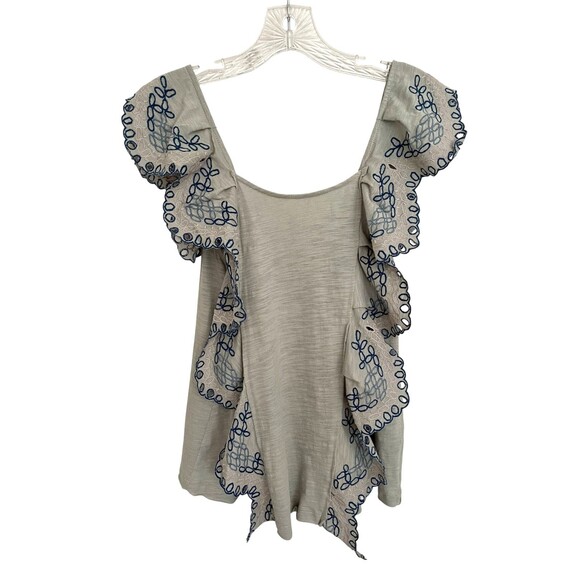 Umgee Eyelet Embroidered Top Ruffle Fairy Boho Cottage Butterfly Scoop Back Sz S - Picture 4 of 11